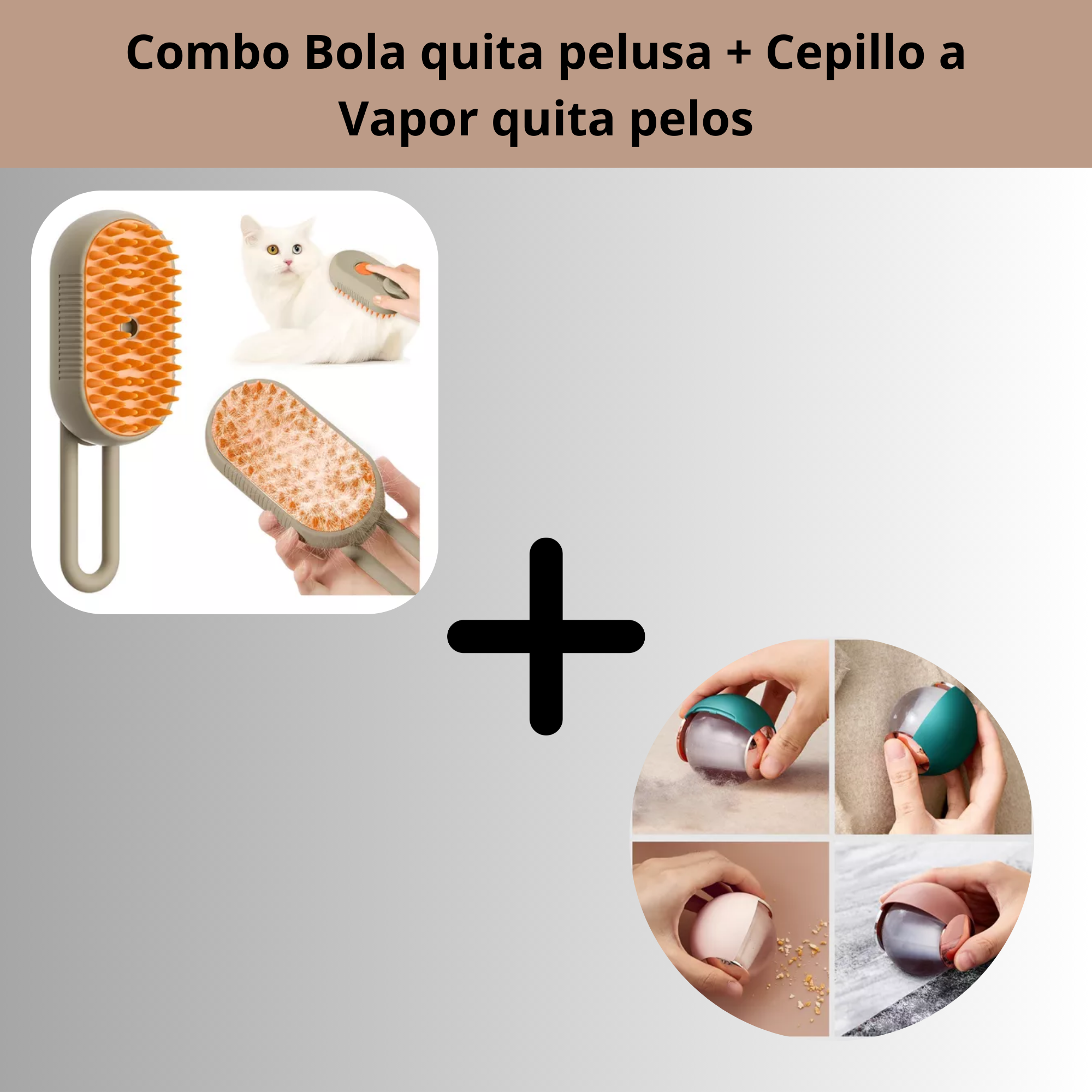 Cepillo Vapor+Bola quita pelo mascotas